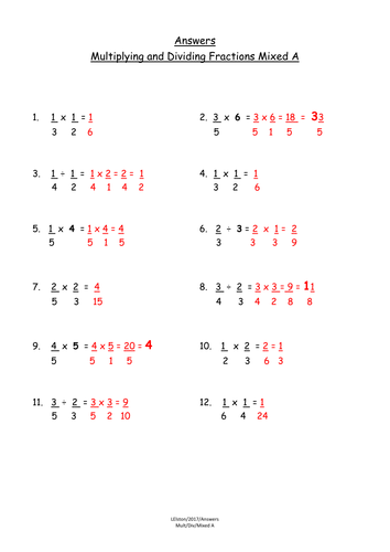 Multiplying and Dividing Fractions Mixed Worksheets | Teaching Resources