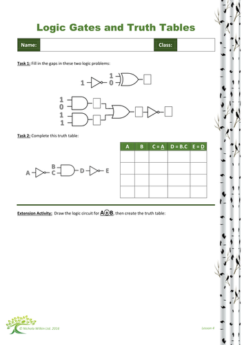 Logic Gates and Truth Tables Worksheet Pack | Teaching Resources