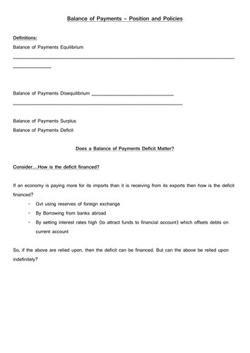 Balance of payments notes