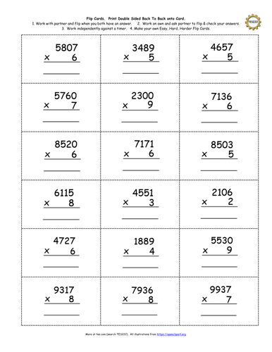 ks2 y5 y6 written multiplication 4 digit x1 or 2 digit