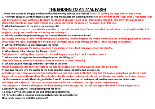 Animal Farm Chapter 10 lesson. | Teaching Resources