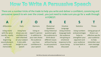 how to write a persuasive speech middle school