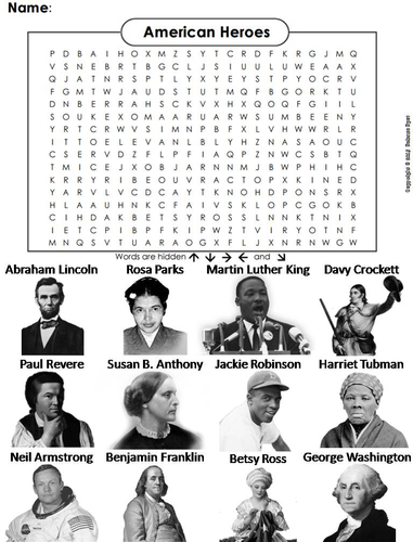 American Heroes Word Search