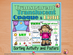 Transparent, Translucent, and Opaque Sorting Worksheets | Teaching ...