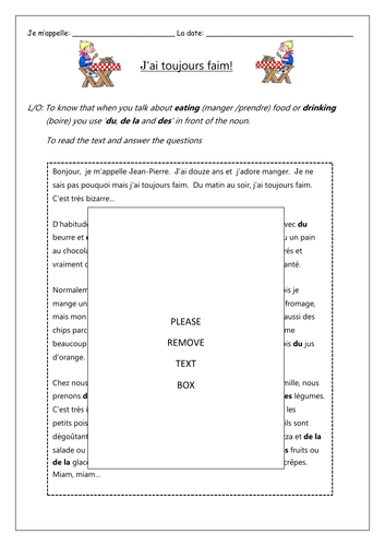 French - Food And Drinks Activities - Worksheets 