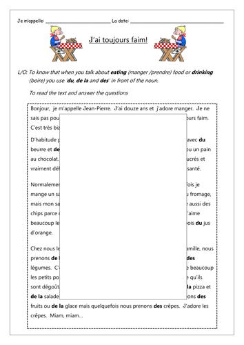 FRENCH - Food and drinks activities - Worksheets | Teaching Resources