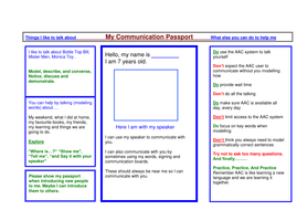 passport template tes Communication Passport by & (AAC) Augmentative Alternative