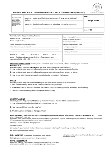 Orienteering Lesson Plans