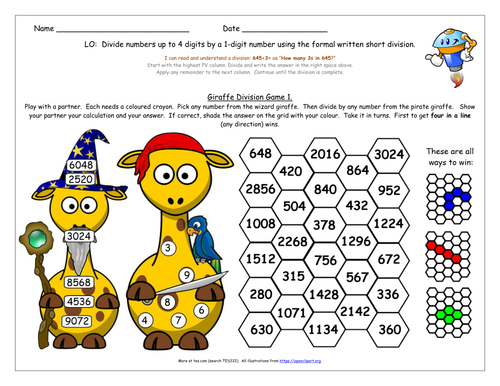 ks2 y5 y6 written formal short division differentiated worksheets and