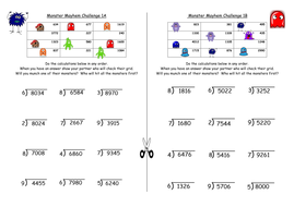 ks2 y5 y6 written formal short division differentiated worksheets and