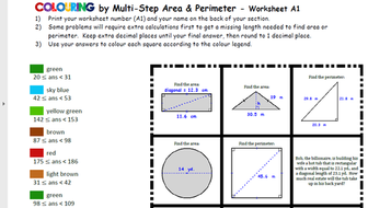 Colouring by Area and Perimeter, Apple Tree (4 Versions, 20-Sheet