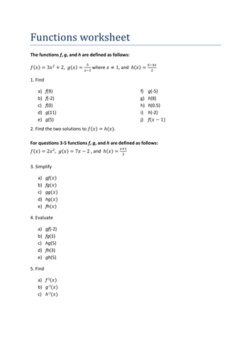 GCSE 9-1 maths lesson on functions | Teaching Resources