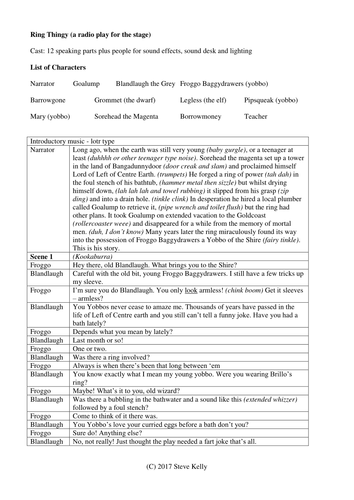 Ring Thingy (a radio play for the stage) - Junior High Drama Script |  Teaching Resources