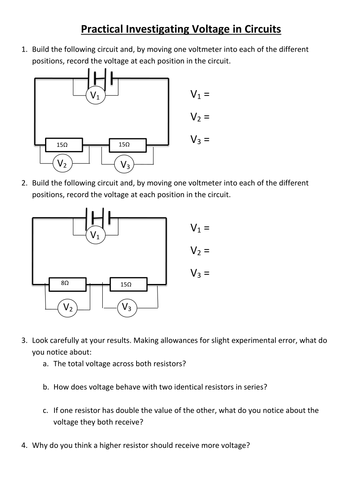 GCSE Electricity, Investigating current and voltage practical