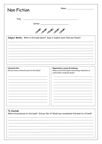Book Review Template Non Fiction Teaching Resources