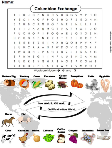 Columbian Exchange Word Search