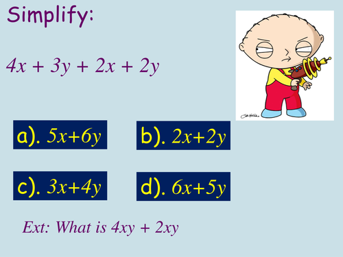 Simplifying algebra with mutliplying