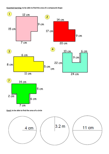 Area of compound area and area of circles