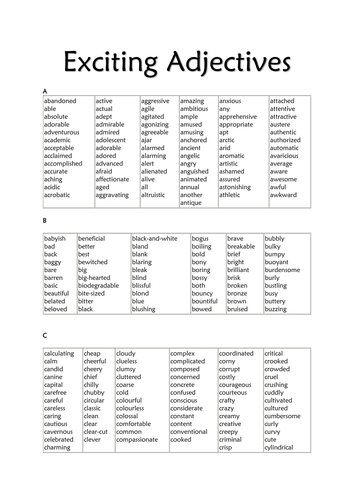 exciting-adjectives-list-teaching-resources