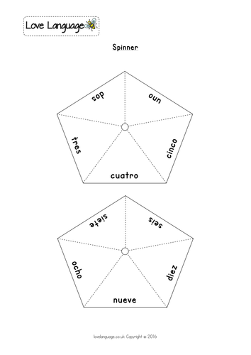 Age in Spanish - numbers 1-10 - spinners