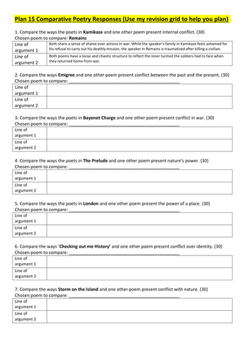 Power and Conflict: Planning responses to 15 exam questions using a revision grid