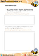 Depreciation Worksheet Questions | Teaching Resources