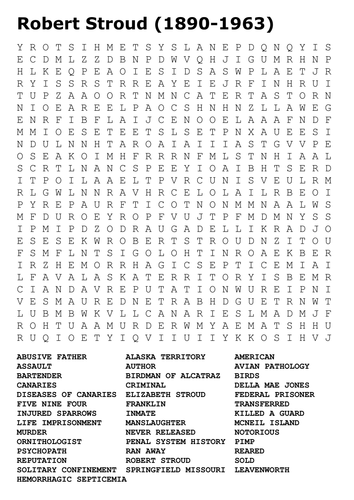 Robert Stroud Birdman of Alcatraz Word Search