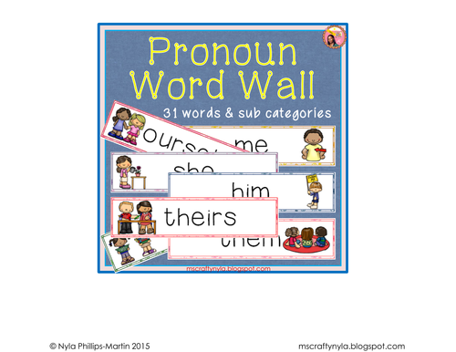 FREE - Pronouns Word Wall - PDF file5 page printable resource.Large, bold  text for students to easily read o…