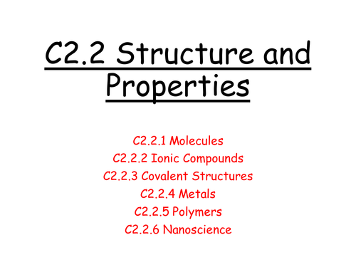 C2.2 Structure and Properties Revision Booklet | Teaching Resources