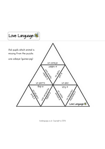 Pets in Spanish - tarsia triangle