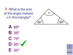 Multiple Choice Starters - Angles in Triangles | Teaching Resources