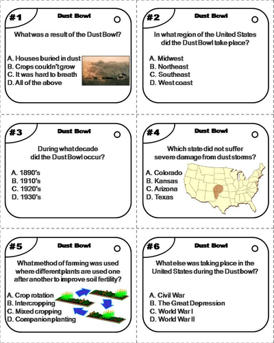 The Dust Bowl Task Cards | Teaching Resources