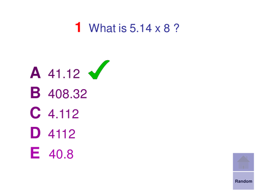 Multiple Choice Starters - Calculations and Estimation with Decimals