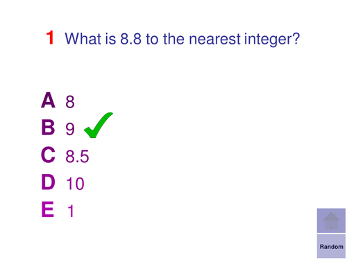 Multiple Choice Starters - Rounding and Estimation with basic number