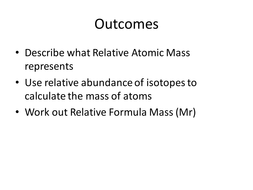 Calculating RAM using % abundance of isotopes | Teaching Resources