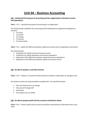 Unit 4 Cambridge Technical helpsheets