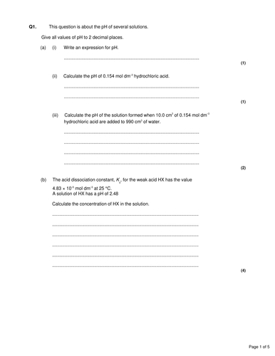 AQA Year 2: Kw, pH of strong bases and weak acids (lesson 2) | Teaching