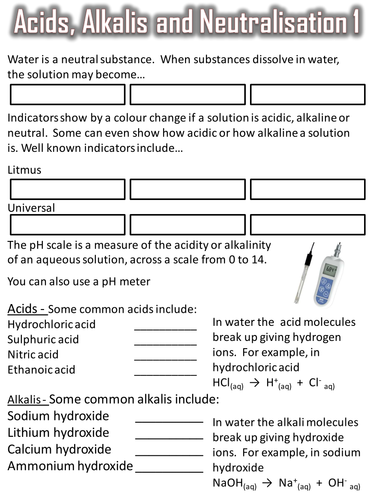 Acids, bases and neutralisation