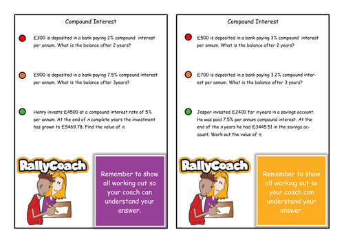 Outstanding Compound Interest Active Learning Activity Cards
