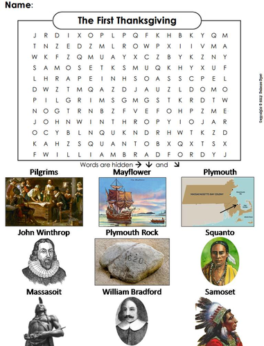 The First Thanksgiving Word Search