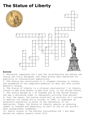 The Statue of Liberty Crossword Teaching Resources