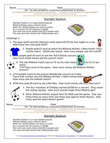 Multiplication and Division Year 5 (Y6) Word Problems - Over 160 ...