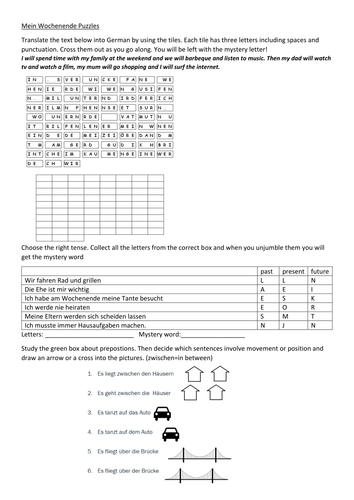 Stimmt GCSE Red Family puzzle – Mein Wochenende