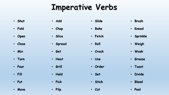 imperative verbs by krisgreg30 teaching resources tes