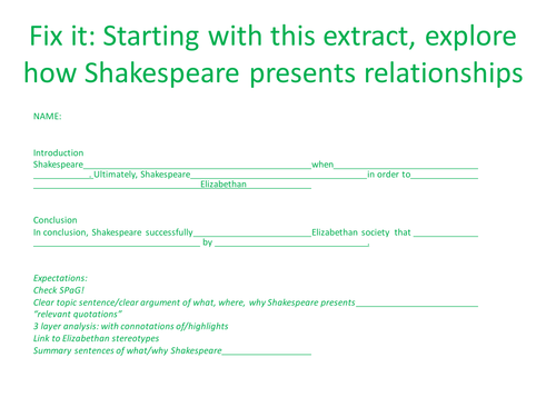 Structuring Analytical Writing A Midsummer Night's Dream