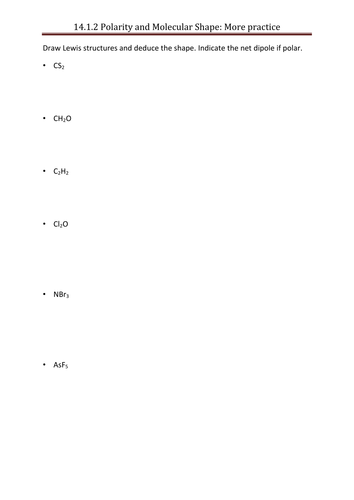 Polarity of molecules and molecular shape | Teaching Resources