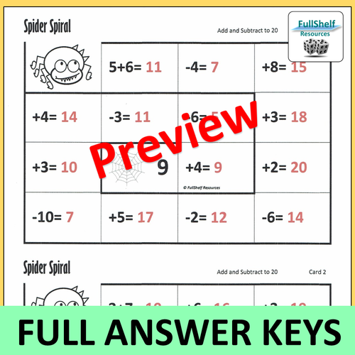 Addition Subtraction within 20 | Teaching Resources