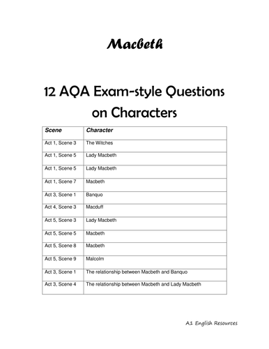 macbeth essay exam questions