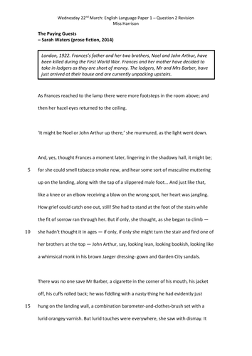 NEW AQA SPEC - Paper 1 - Question 2 Revision pack