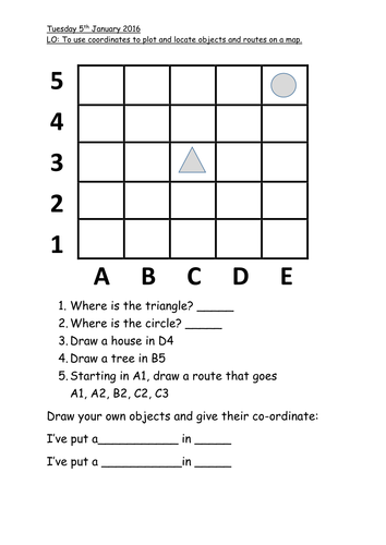 finding and using coordinates geography or maths year 2 teaching